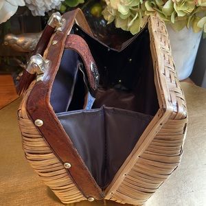 Vintage! Olympic British Hong Kong Woven Structured Top-Handle Basket Bag